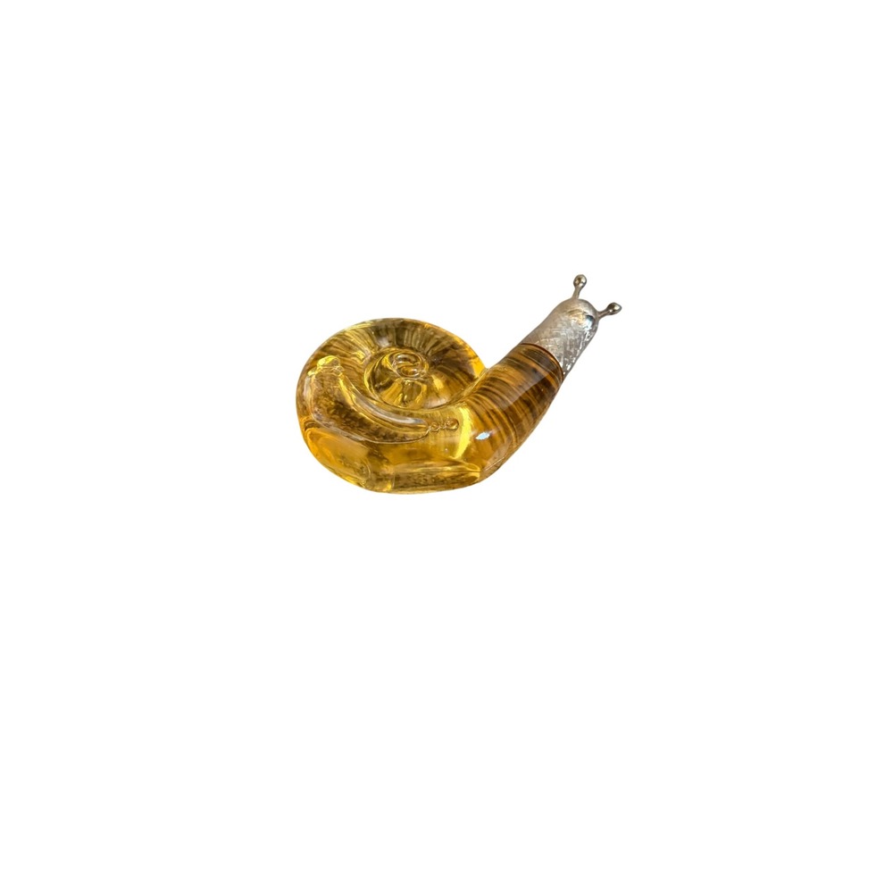 Vintage Amber Glass Snail Avon  Silver Metal Head Decorative Parfume